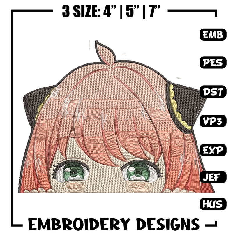 Anya Peek Embroidery Design, Spy x family Embroidery, Embroidery File, Anime Embroidery, Anime shirt, Digital download.jpg