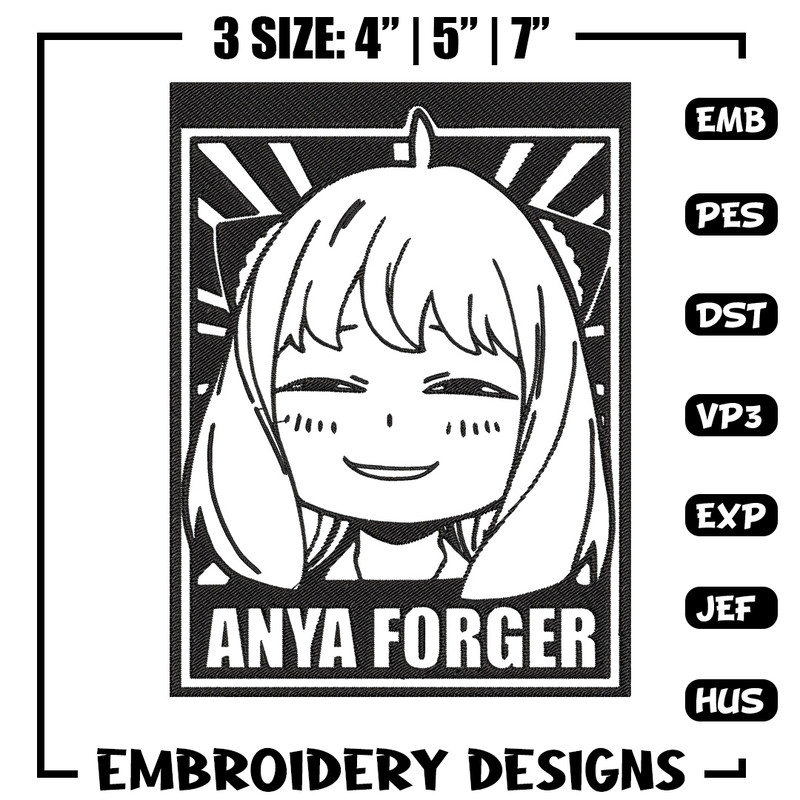 Anya poster Embroidery Design, Spy x family Embroidery, Embroidery File, Anime Embroidery, Anime shirt,Digital download.jpg