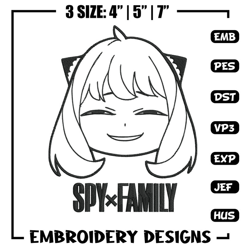 Anya smile Embroidery Design, Spy x family Embroidery, Embroidery File, Anime Embroidery, Anime shirt,Digital download.jpg