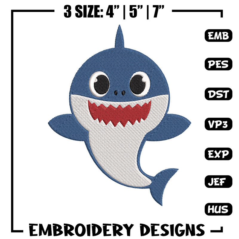 Baby Shark Embroidery Design, Shark Embroidery, Embroidery File, Embroidery design, Digital download..jpg
