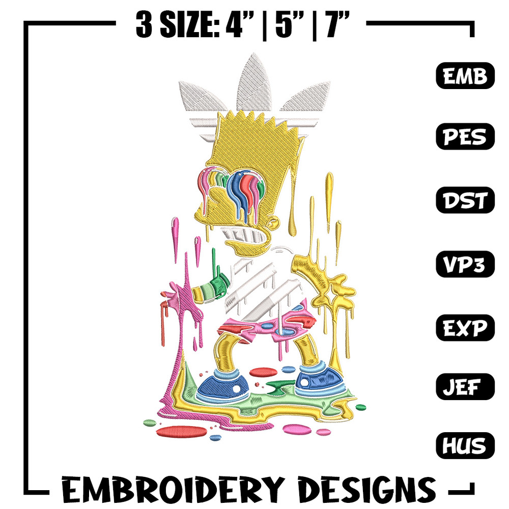 Bart simpson Embroidery Design, Simpson Embroidery, Embroidery File, Adidas Embroidery, Anime shirt, Digital download..jpg