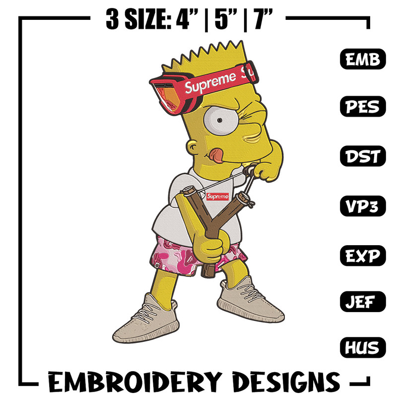 Bart x supreme Embroidery Design, Supreme Embroidery, Embroidery File, Anime Embroidery, Simpson shirt, Digital download.jpg
