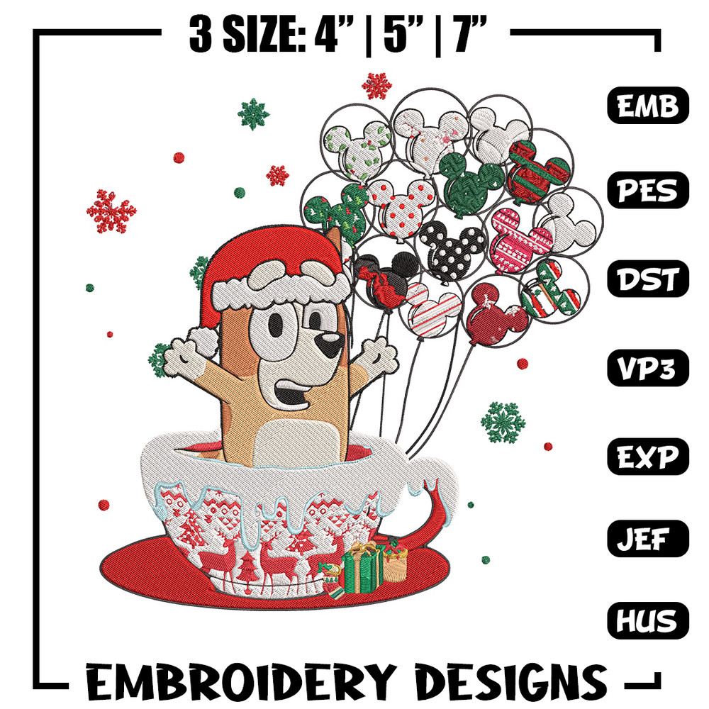 Bingo chrismas Embroidery Design, Bluey Embroidery, Embroidery File, Chrismas Embroidery, Anime shirt, Digital download.jpg