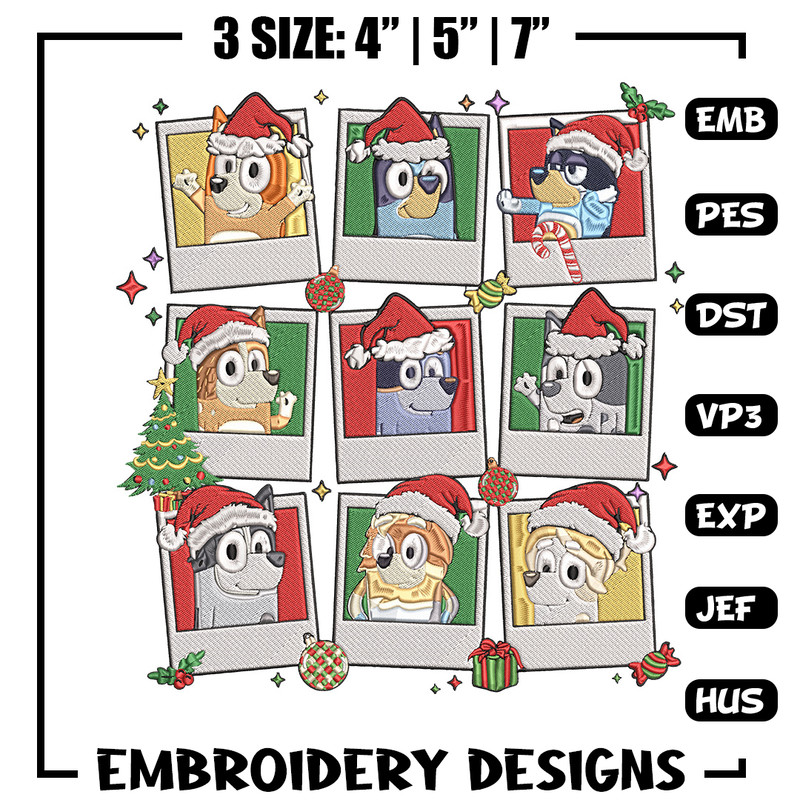 Bluey chrismas Embroidery Design, Bluey Embroidery, Embroidery File, Anime Embroidery, Anime shirt, Digital download.jpg