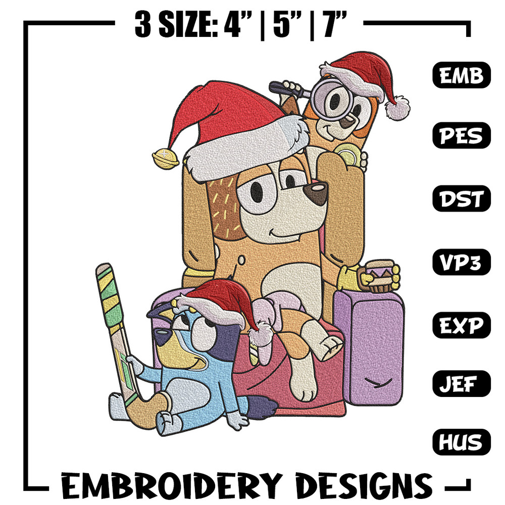Bluey family Embroidery Design, Bluey Embroidery, Embroidery File, Chrismas Embroidery,Anime shirt, Digital download..jpg
