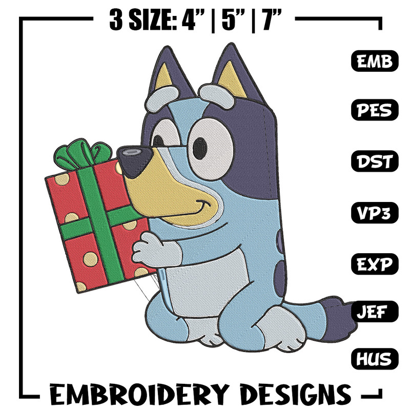 Bluey gift Embroidery Design, Bluey Embroidery, Embroidery File, Chrismas Embroidery, Anime shirt, Digital download.jpg