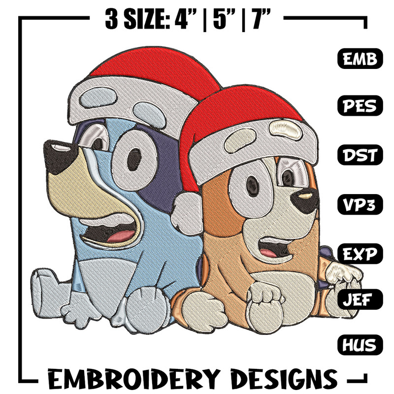 Bluey x Bingo Embroidery Design, Bluey Embroidery, Embroidery File, Chrismas Embroidery, Anime shirt, Digital download.jpg