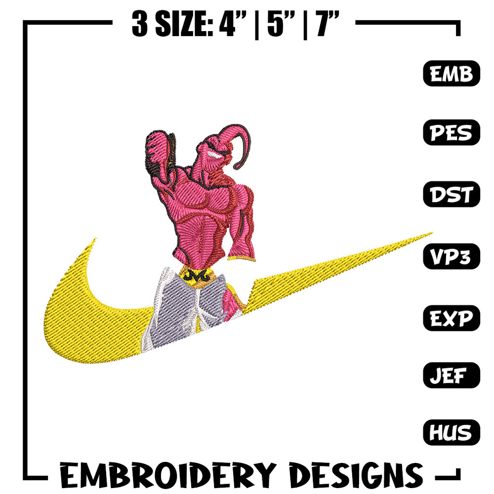 Buu x nike Embroidery Design, Dragonball Embroidery, Embroidery File, Nike Embroidery, Anime shirt, Digital download.jpg
