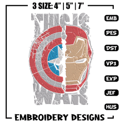 Captain x iron man Embroidery Design, Marvel Embroidery, Embroidery File, Anime Embroidery, Anime shirt,Digital download