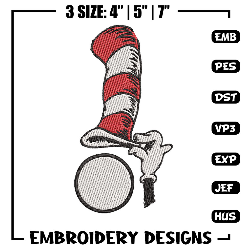 Cat In The Hat Embroidery Design, Cat In The Hat Embroidery, Embroidery File, logo shirt, Digital download.jpg