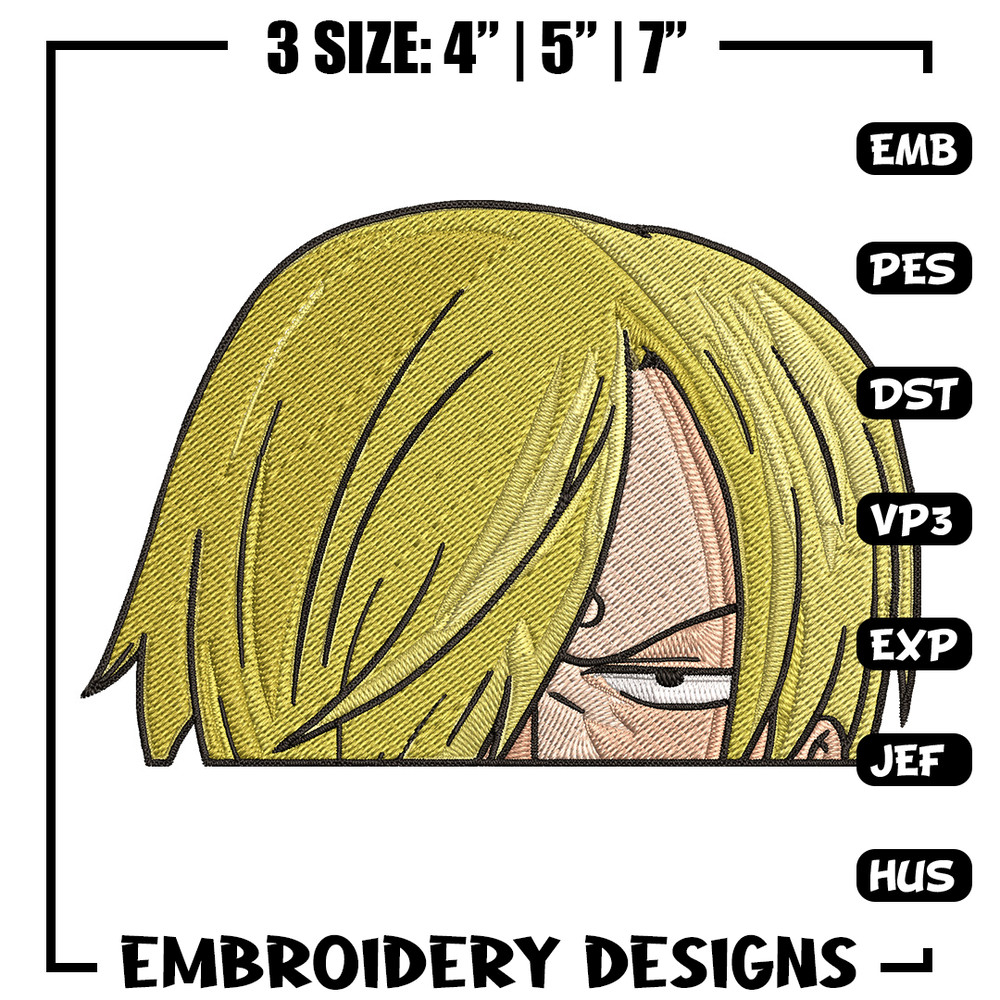Sanji Peeker Embroidery Design, One piece Embroidery, Embroidery File, Anime Embroidery, Anime shirt, Digital download.jpg