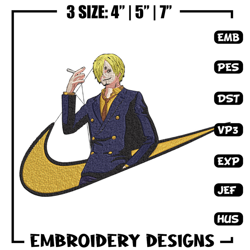 Sanji x nike Embroidery Design, One piece Embroidery, Embroidery File, Nike Embroidery, Anime shirt, Digital download.jpg