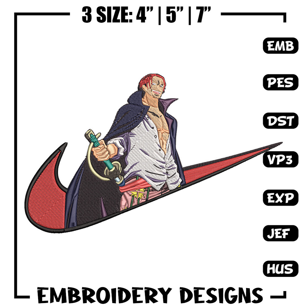 Shanks x nike Embroidery Design, One piece Embroidery, Embroidery File, Nike Embroidery, Anime shirt, Digital download.jpg