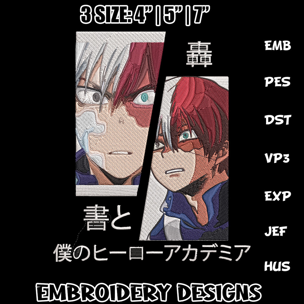 Shouto poster Embroidery Design, Mha Embroidery, Embroidery File, Anime Embroidery, Anime shirt,Digital download.jpg