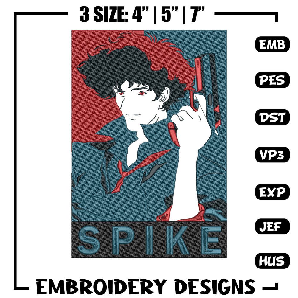 Spike poster Embroidery Design, Cowboy bebop Embroidery, Embroidery File, Anime Embroidery,Anime shirt,Digital download.jpg