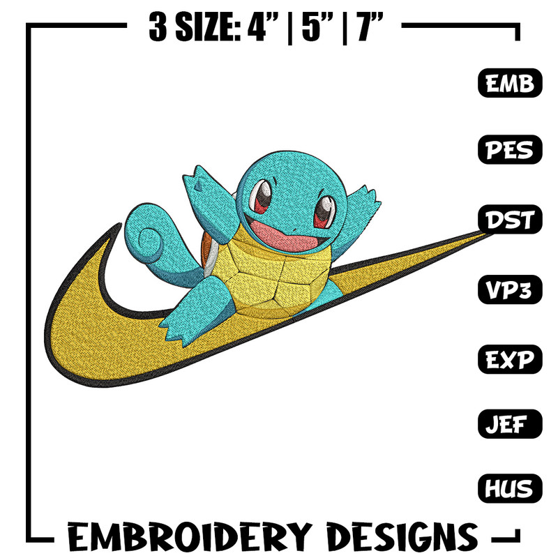 Squirtle x nike Embroidery Design, Pokemon Embroidery, Embroidery File, Nike Embroidery, Anime shirt, Digital download.jpg