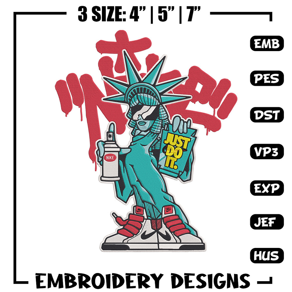 Statue of Liberty x nike Embroidery Design, Statue of Liberty Embroidery, Embroidery File, Anime Embroidery, Nike shirt.jpg
