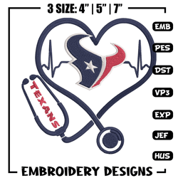 Stethoscope Houston Texans embroidery design, Texans embroidery, NFL embroidery, sport embroidery, embroidery design.