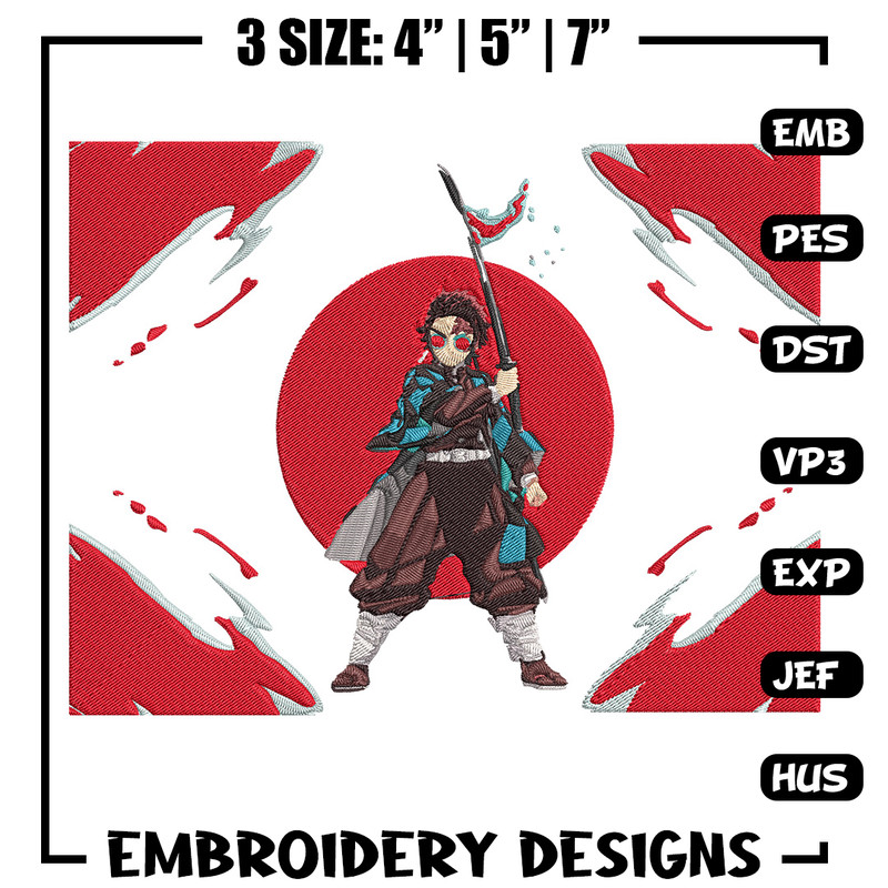 Tanjiro Embroidery Design, Demon slayer Embroidery, Embroidery File, Anime Embroidery, Anime shirt, Digital download.jpg