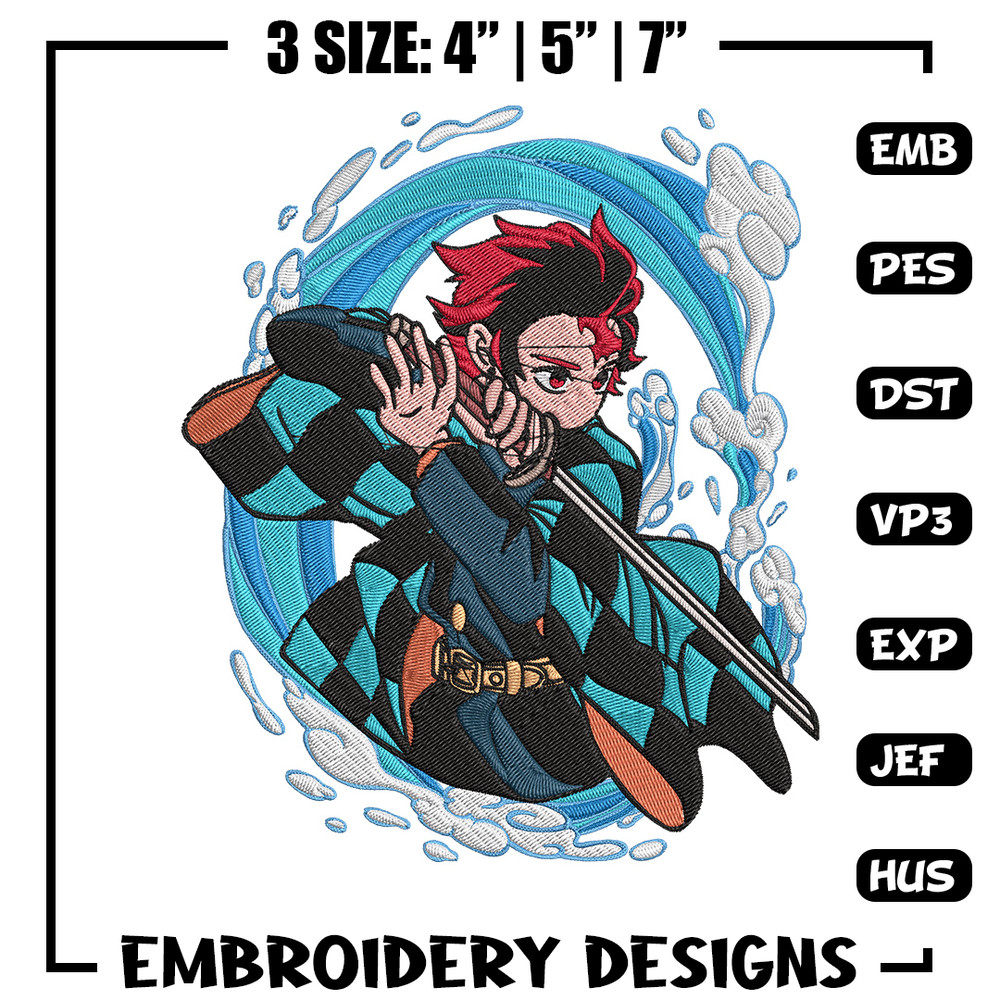 Tanjiro poster Embroidery Design,Demon slayer Embroidery,Embroidery File,Anime Embroidery,Anime shirt, Digital download..jpg