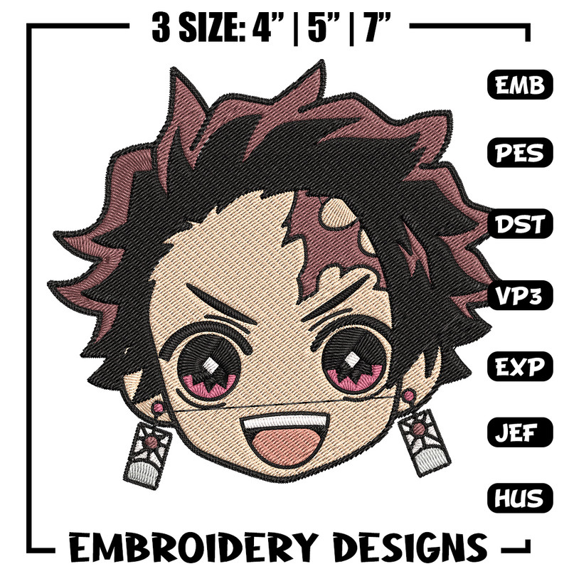 Tanjiro sticker Embroidery Design, Demon slayer Embroidery, Embroidery File, Anime Embroidery, Digital download.jpg