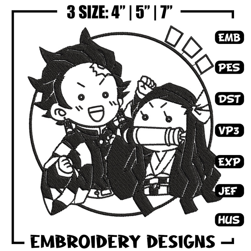 Tanjiro x nezuko Embroidery Design, Demon slayer Embroidery, Embroidery File, Anime Embroidery, Digital download.jpg