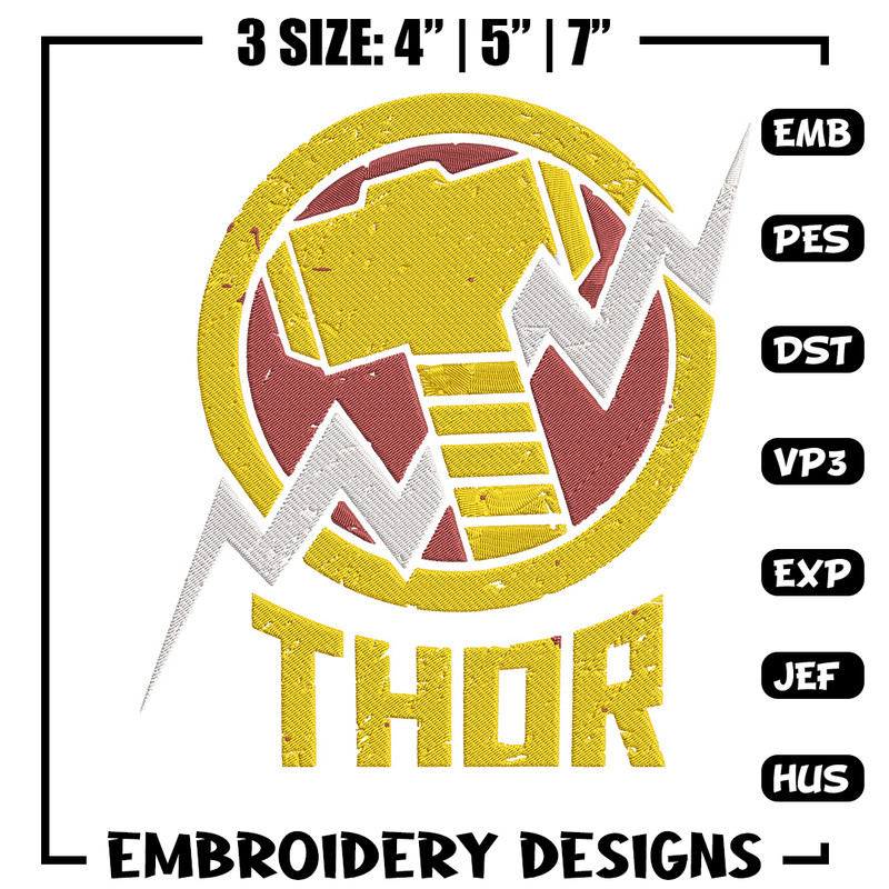 Thor logo Embroidery Design, Marvel Embroidery, Embroidery File, Anime Embroidery, Anime shirt, Digital download.jpg