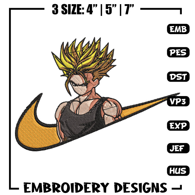 Trunks x nike Embroidery Design, Dragonball Embroidery, Embroidery File, Nike Embroidery, Anime shirt, Digital download.jpg
