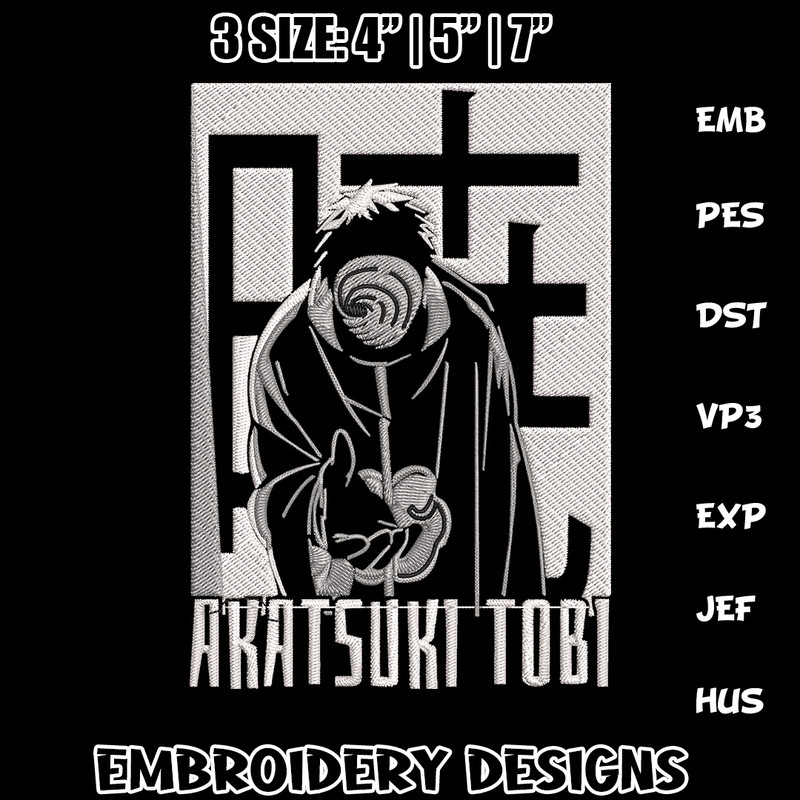 Uchiha Obito Embroidery Design, Naruto Embroidery, Embroidery File, Anime Embroidery,Anime shirt, Digital download..jpg