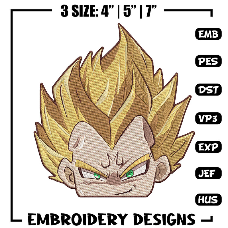 Vegeta peeker Embroidery Design, Dragonball Embroidery, Embroidery File, Anime Embroidery, Anime shirt,Digital download.jpg