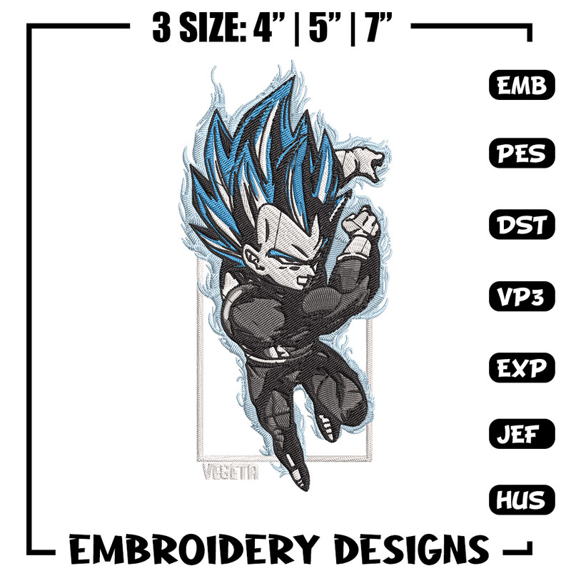 Vegeta poster Embroidery Design, Dragonball Embroidery, Embroidery File, Anime Embroidery, Anime shirt, Digital download.jpg