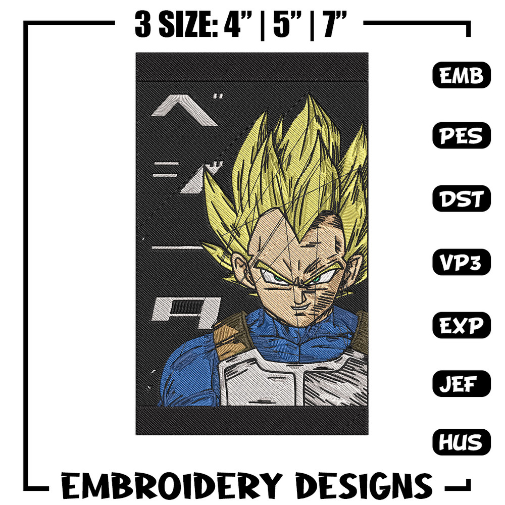 Vegeta poster Embroidery Design, Dragonball Embroidery, Embroidery File,Anime Embroidery, Anime shirt, Digital download.jpg