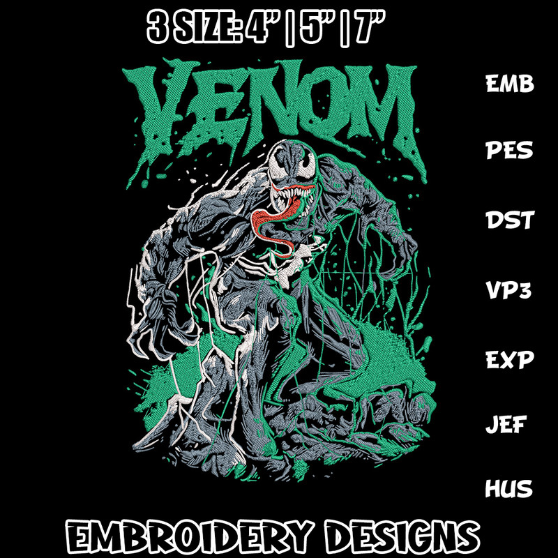 Venom poster Embroidery Design, Venom Embroidery, Embroidery File, Anime Embroidery, Anime shirt, Digital download.jpg