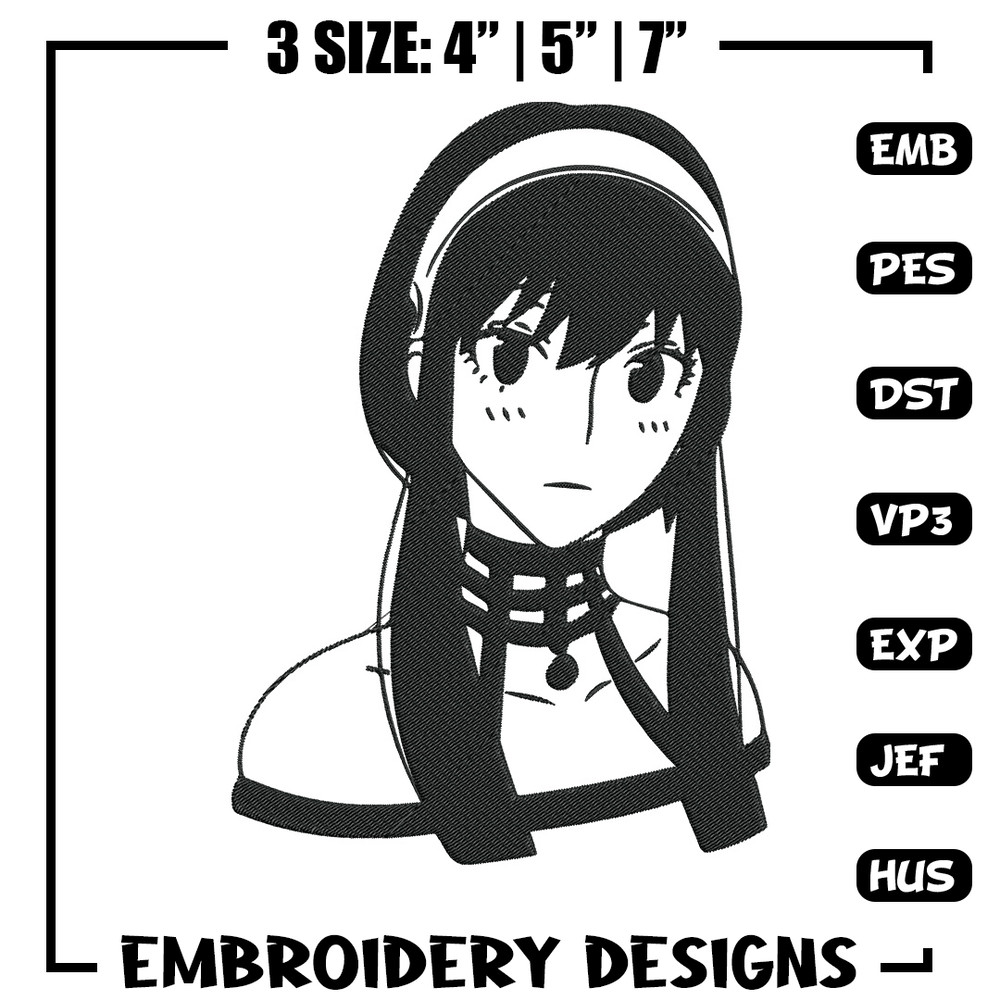Yor forger Embroidery Design, Spy x family Embroidery, Embroidery File, Anime Embroidery, Anime shirt, Digital download..jpg