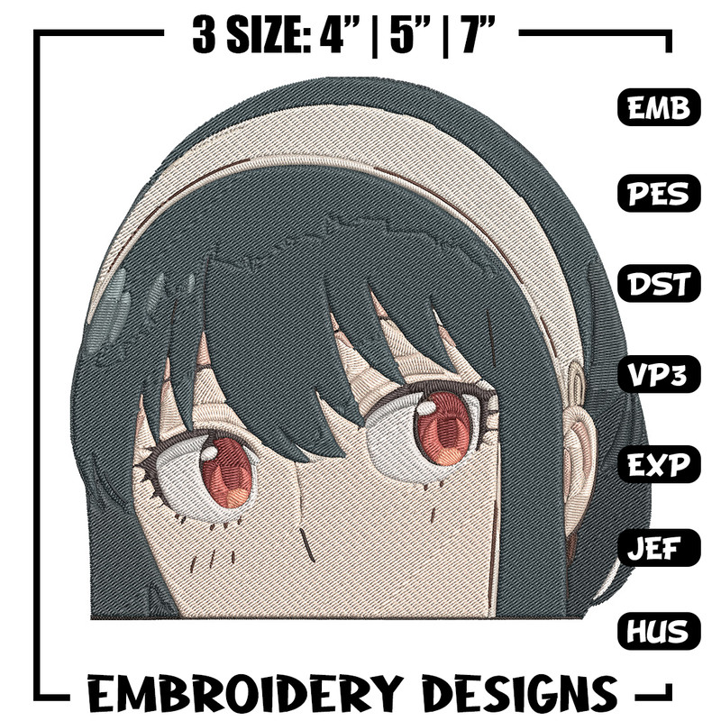 Yor peeker Embroidery Design, Spy x family Embroidery, Embroidery File, Anime Embroidery, Anime shirt, Digital download..jpg