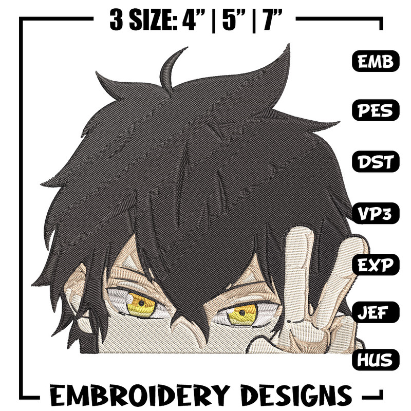 Yuno Peeker Embroidery Design, Black clover Embroidery, Embroidery File, Anime Embroidery, Anime shirt, Digital download.jpg