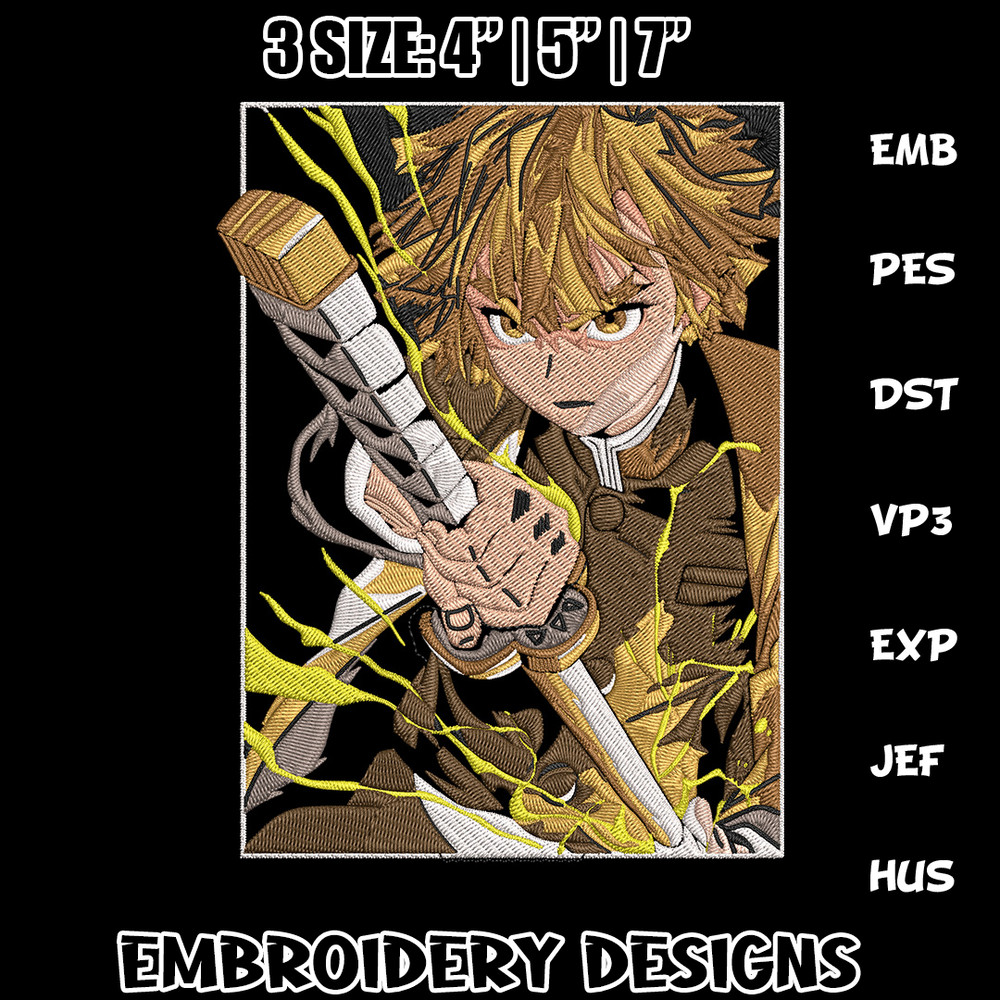 Zenitsu Poster Embroidery Design, Demon slayer Embroidery, Embroidery File, Anime Embroidery, Digital download..jpg