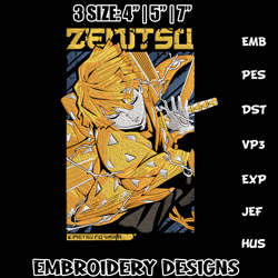 zenitsu poster embroidery design, demon slayer embroidery, embroidery file,anime embroidery,anime shirt,digital download