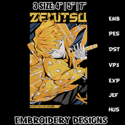 zenitsu poster embroidery design, demon slayer embroidery,embroidery file,anime embroidery,anime shirt,digital download