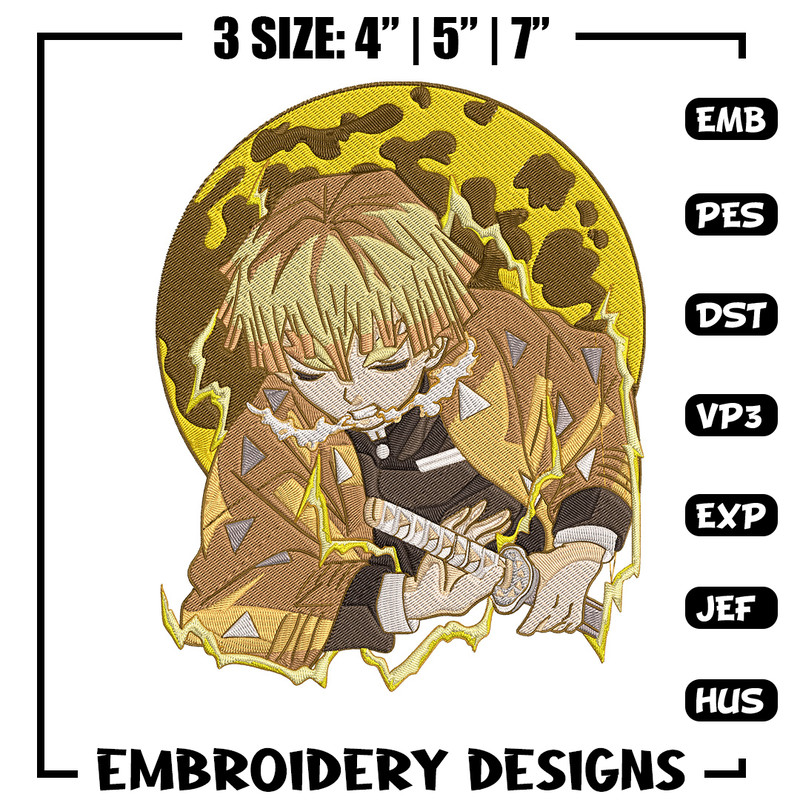 Zenitsu thunder Embroidery Design,Demon slayer Embroidery,Embroidery File,Anime Embroidery,Anime shirt, Digital download.jpg