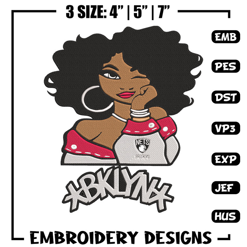 Brooklyn Nets girl embroidery design, NBA embroidery, Sport embroidery, Logo sport embroidery, Embroidery design..jpg