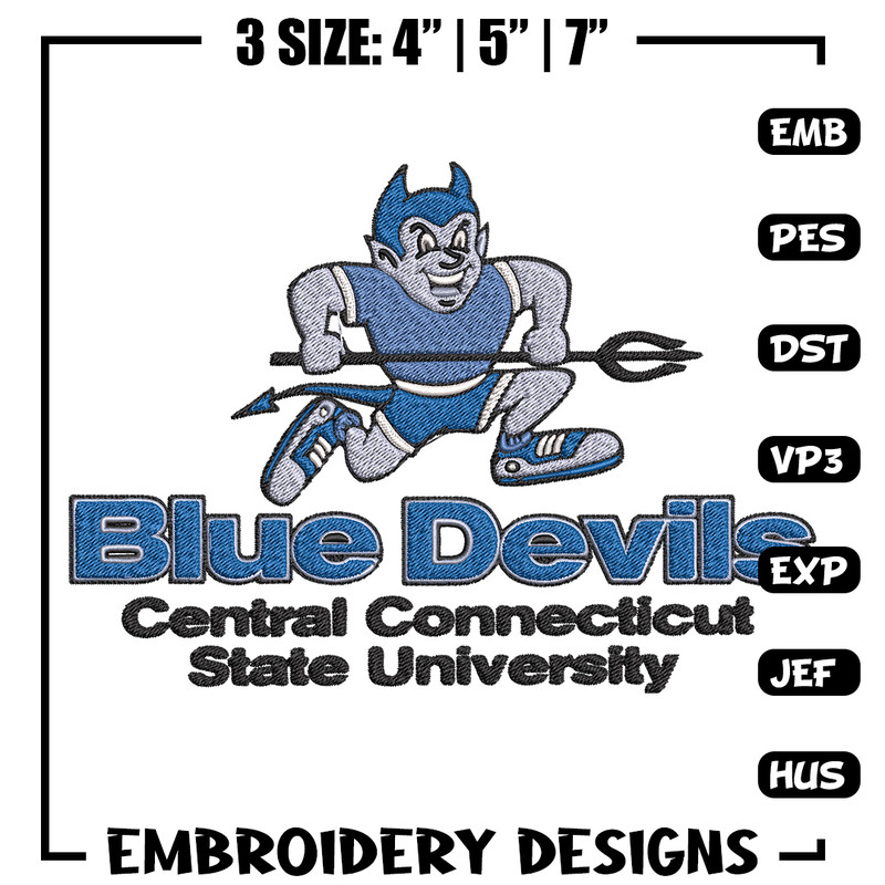 Central Connecticut logo embroidery design, College embroidery,Sport embroidery, logo sport embroidery,Embroidery design.jpg