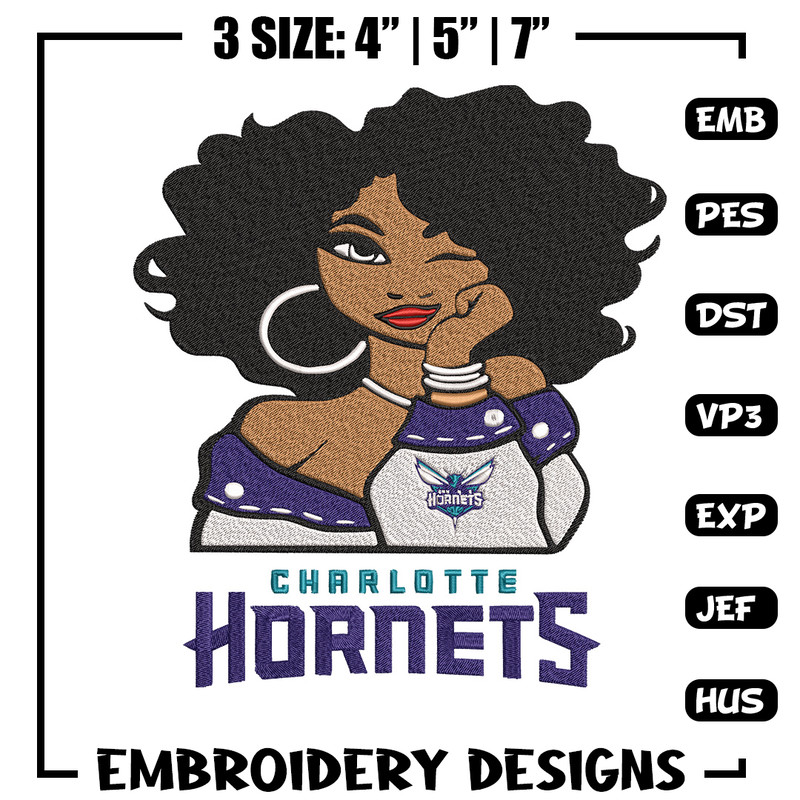 Charlotte Hornets girl embroidery design, NBA embroidery, Sport embroidery, Embroidery design, Logo sport embroidery..jpg