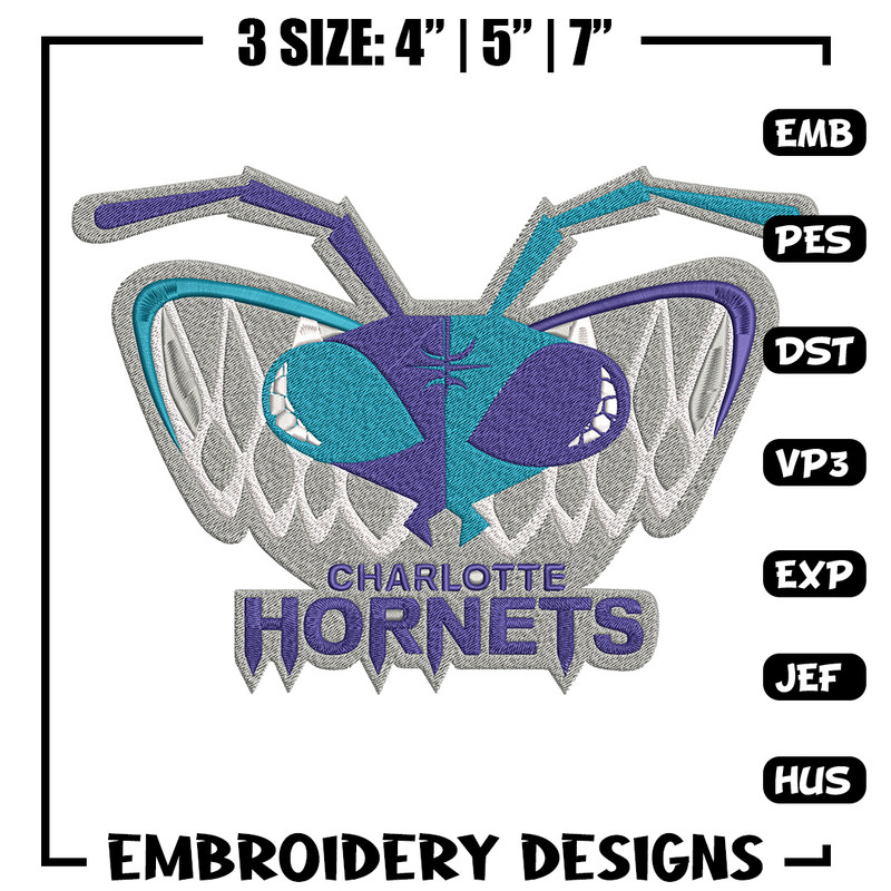 Charlotte Hornets Logo embroidery design, NBA embroidery, Sport embroidery, Embroidery design, Logo sport embroidery.jpg