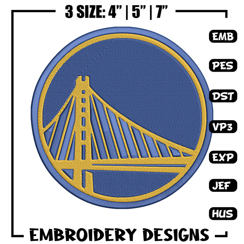 Golden State Warriors logo embroidery design, NBA embroidery,Sport embroidery, Embroidery design,Logo sport embroidery..jpg