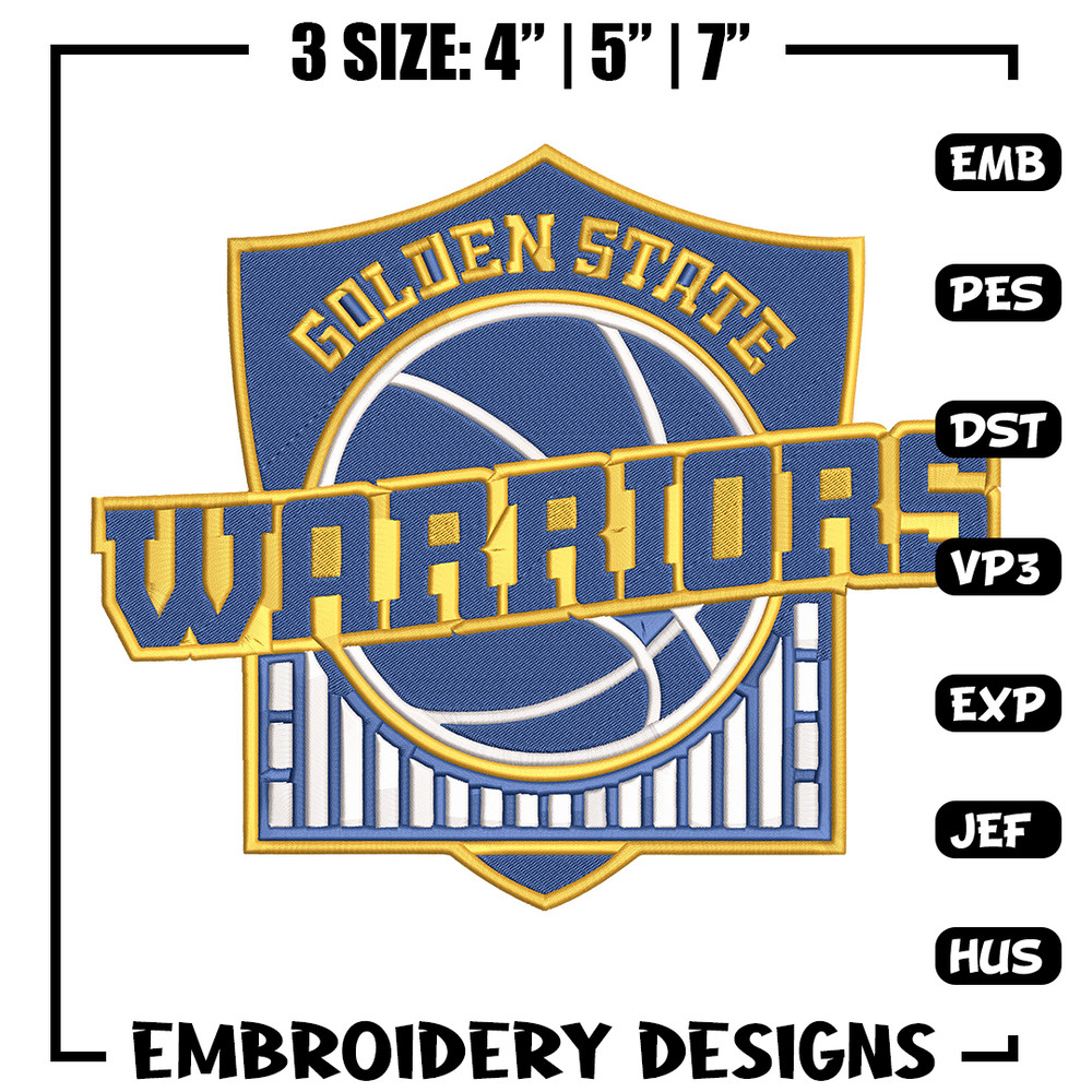 Golden State Warriors logo embroidery design, NBA embroidery,Sport embroidery, Embroidery design,Logo sport embroidery.jpg