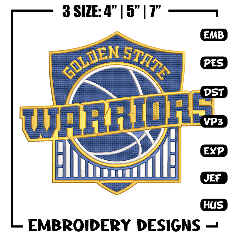 Golden State Warriors logo embroidery design, NBA embroidery,Sport embroidery, Embroidery design,Logo sport embroidery.jpg
