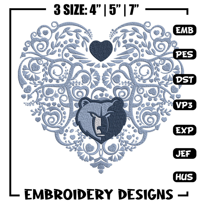 Memphis Grizzlies heart embroidery design, NBA embroidery, Sport embroidery,Embroidery design, Logo sport embroidery.jpg