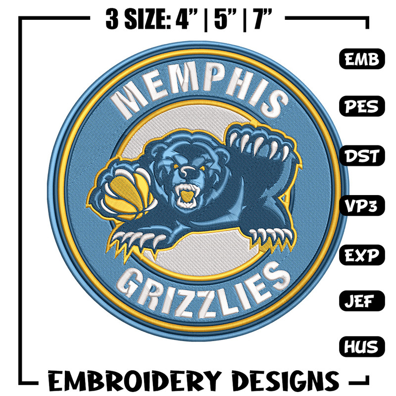 Memphis Grizzlies logo embroidery design,NBA embroidery,Sport embroidery,Embroidery design, Logo sport embroidery..jpg