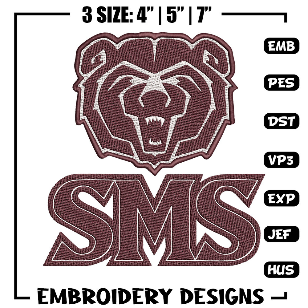 Missouri State logo embroidery design, College embroidery, Sport embroidery, logo sport embroidery, Embroidery design.jpg